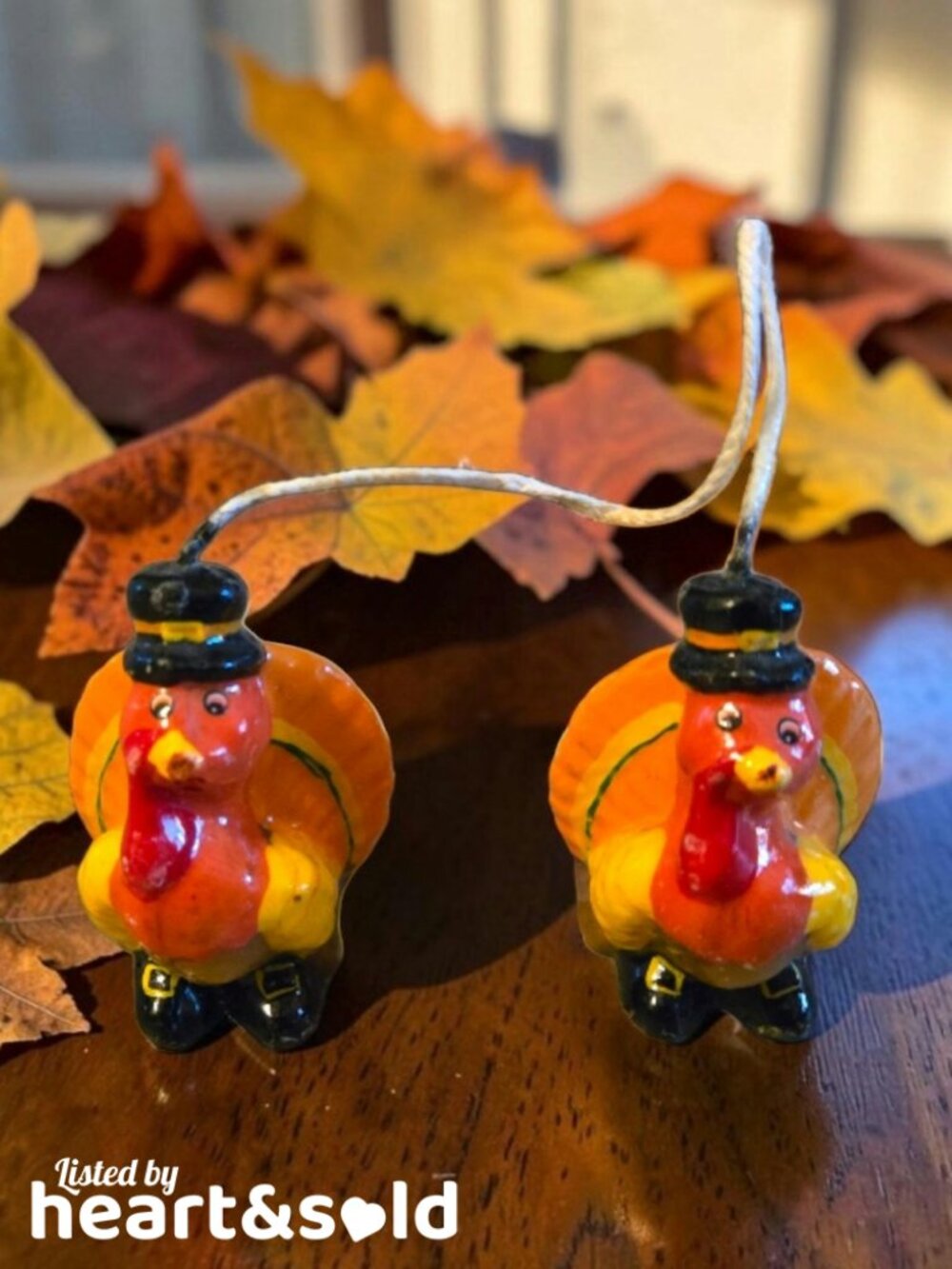 Vintage Thanksgiving Turkey Candles Set
